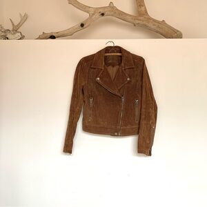 Cognac Suede Biker Jacket